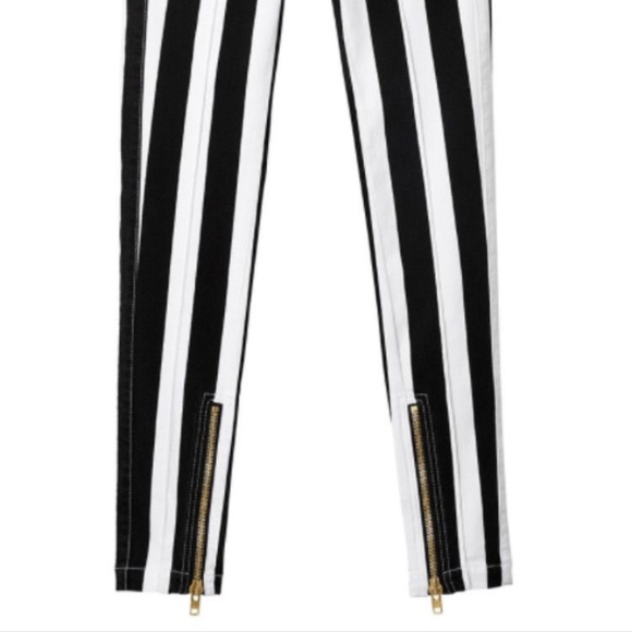 Balmain for H & M Black & White Striped Jeans Zipper Details US 6 - Picture 3 of 3